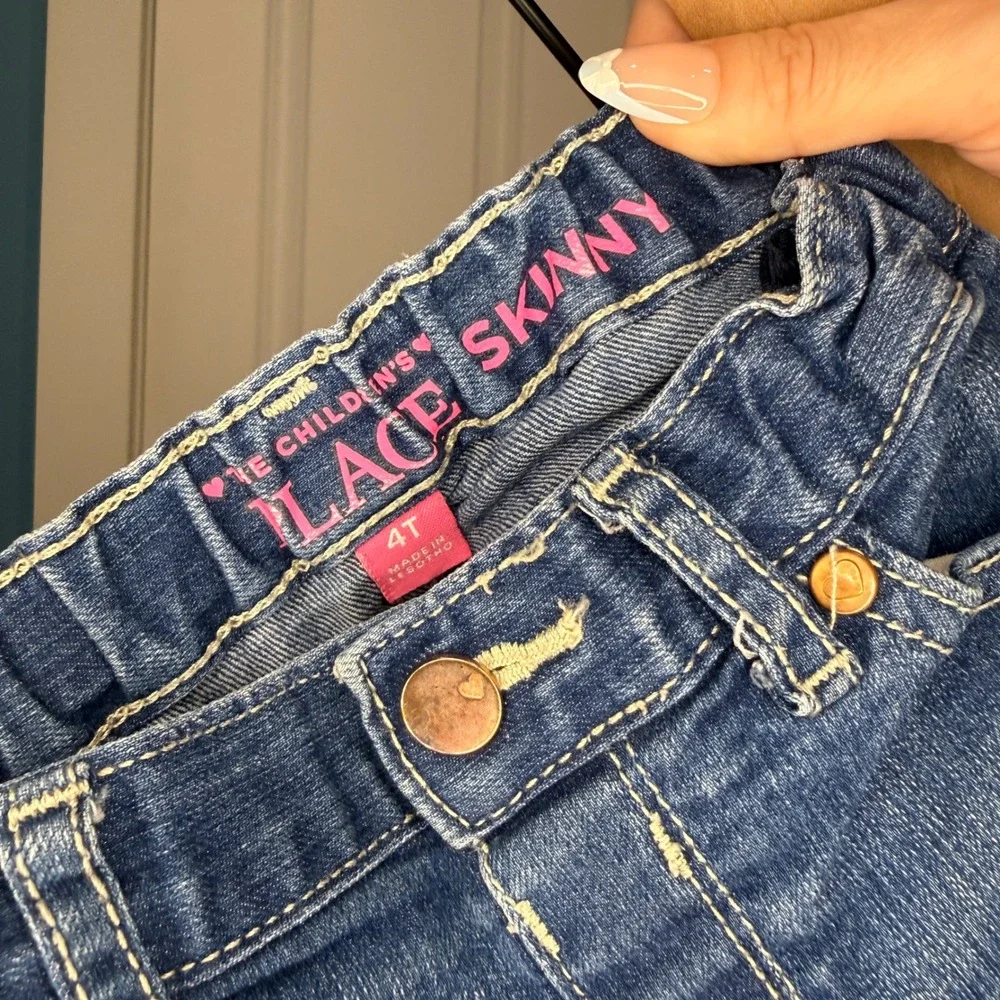 The Childrens Place‎ Girls Medium Wash Skinny Jeans Size 4T Elastic Waist Denim